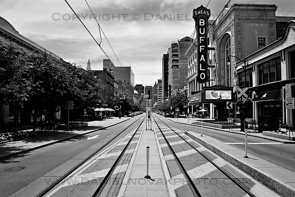 Shea's Performing Arts Center Theatre Southbound, Main Street, Black and White, Buffalo, NY