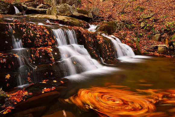 Swirl under the Fall, a Waterfall in Shenandoah National Park, Virginia in the fall