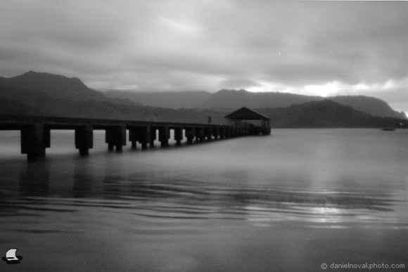 Hanalei Bay, 35mm Pinhole Photograph on Ilford PanF Black and White Film