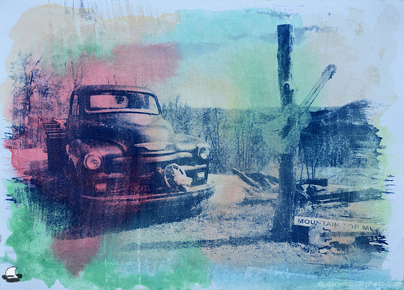 Mountain Top Music, Abstract Color Cyanotype