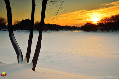 Winter Sunrise Glow at Green Lake, Cold of the Season, Warmth of the Sunrise, Orchard Park, New York (NY).