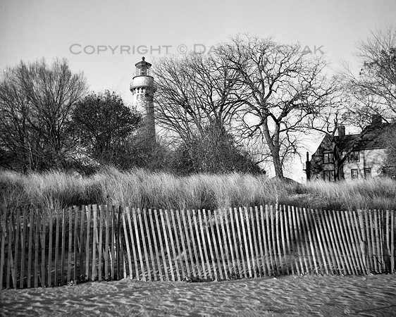 Film photography: Historic Grosse Point Lighthouse, Evanston - Chicago, Illinois (IL) at sunrise