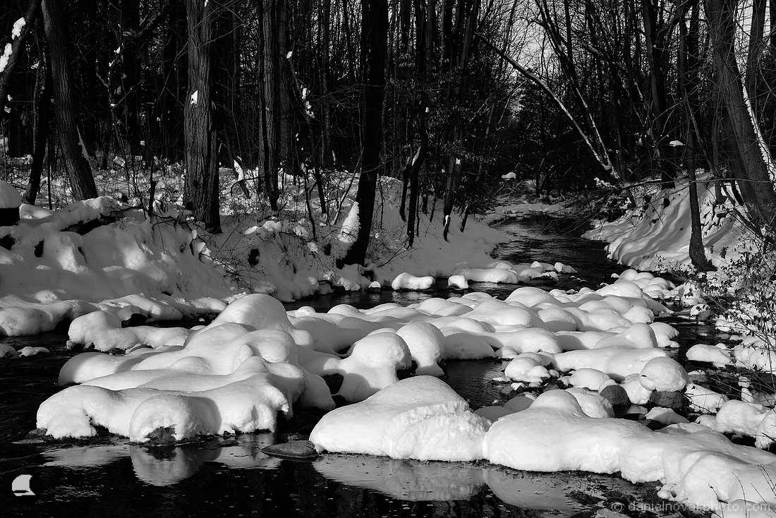 Puffed Up Smoke Creek, winter scene in Orchard Park, just south of Buffalo, NY.