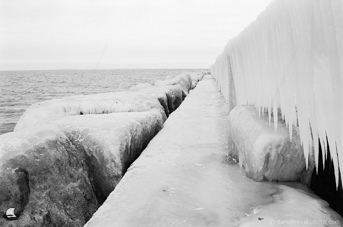 Icy Pier, Winter at Sturgeon Point, Lake Erie Shore