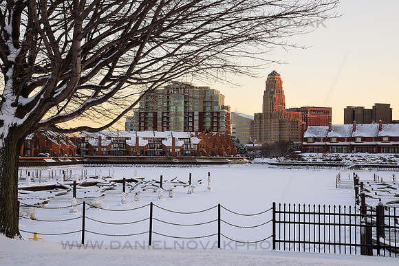 The City of Buffalo, NY is Waking Up, Sunrise Light on City Hall