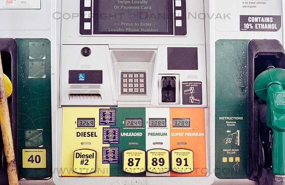 Gas Station Pump Close Up, Unleaded, Premium, Super, Diesel