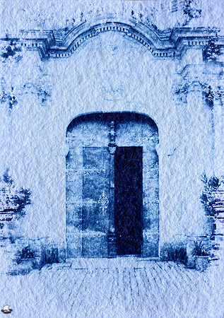 Rajhrad Monastery Entrance, Rough Textured Cyanotype
