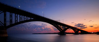 Peace Bridge from Buffalo, NY to Fort Erie, Canada over he NIagara River after Sunset.