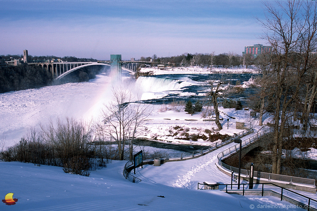Winter Rainbow at Niagara Falls, American Falls photographed on film: Nikon N75, Fuji Provia 100F
