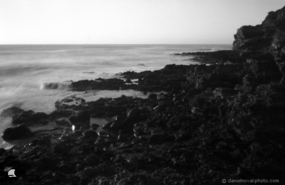 Maha'ulepu Lava Coast, Kauai, Hawaii, 35mm Pinhole Photograph on Ilford PanF Black and White Film