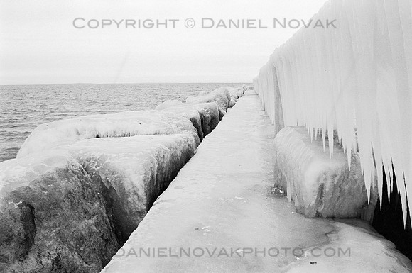 Icy Pier in Winter, Sturgeon Point Marina.