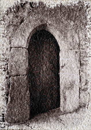 Helfštýn Archway Cyanotype - Red Wine & White Tea
