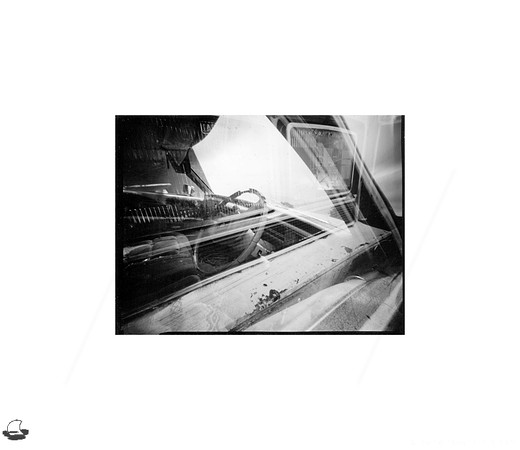 Cadillac Double, Large Format Pinhole Photograph on 4x5" Direct Positive Paper