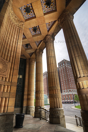 Statler Towers through the Columns of Buffalo City Hall