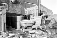 Cart and Wheelbarrow in Ice, Hoak's Lakeshore Restaurant, Hamburg, New York