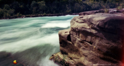 Water Zooming By, Lower Niagara River Rapids. Photographed with a 35mm ZeroImage pinhole camera on expired Kodak Max color negative film.