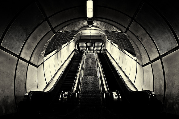 Escalator, LaSalle Station, Subway under Main Street, Buffalo, New York (NY).