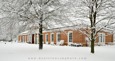 Orchard Park Public Library in a fresh white coating just in time for Thanksgiving 2013!