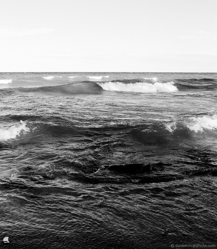 Water; Lake Erie Shore. Medium format Mamiya RB67, Ultrafine UXF 400 Black and White Film, D-23 developer.