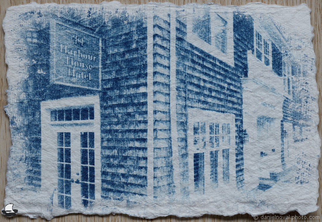 Harbor House Hotel, Niagara-on-the-Lake, Ontario, Canada. Deckle Edge Egyptian Cotton Cyanotype, Batch 29.
