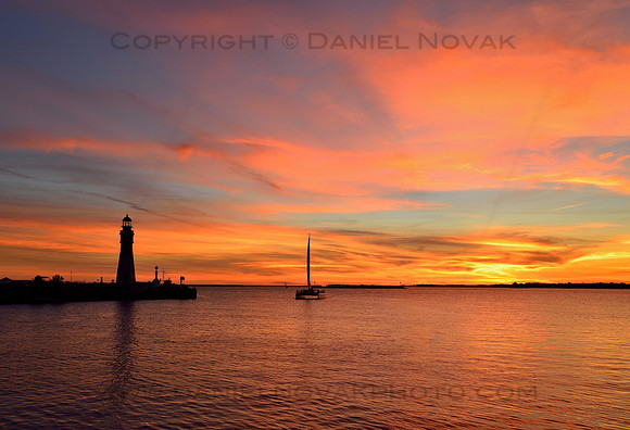 Lighthouse, Moondance Cat, and Fire in the Sky, Buffalo, NY