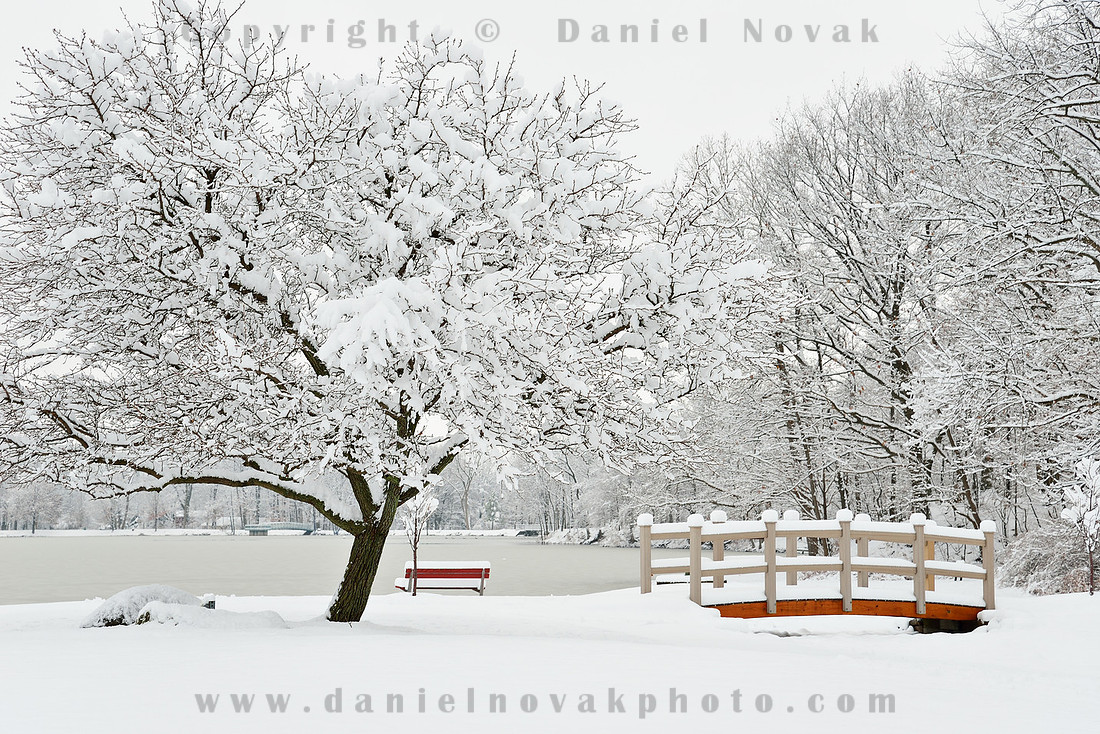 Green Lake and Yates Park in Snow, Orchard Park - Buffalo, New York, NY.