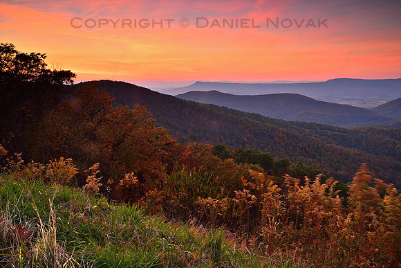 Shenandoah National Park Sunset View from Skyline Drive, Virginia (VA)