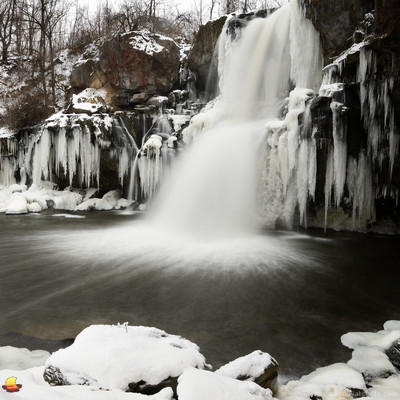 Lower Akron Falls at Full Flow, Icy Winter Wonderland.