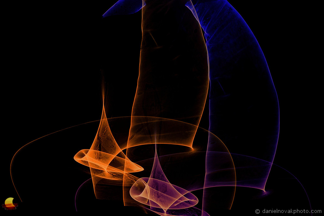Two Sailboats, a colored refractography abstract.