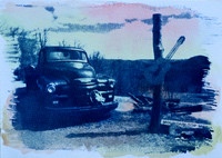 Mountain Top Music, Abstract Color Cyanotype