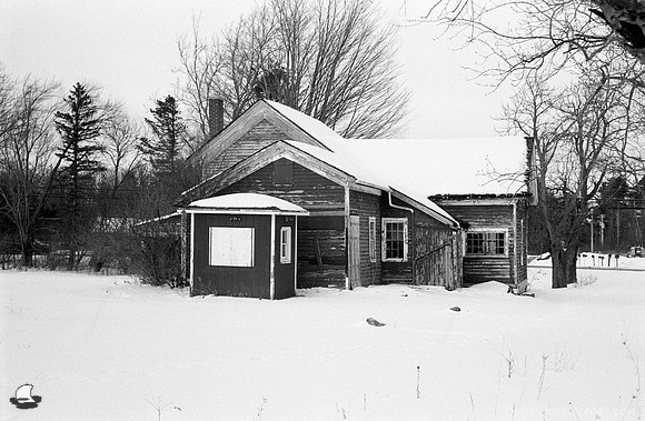 Red Cottage at Knox Farm, Winter Black & White Theme