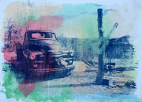 Mountain Top Music, Abstract Color Cyanotype