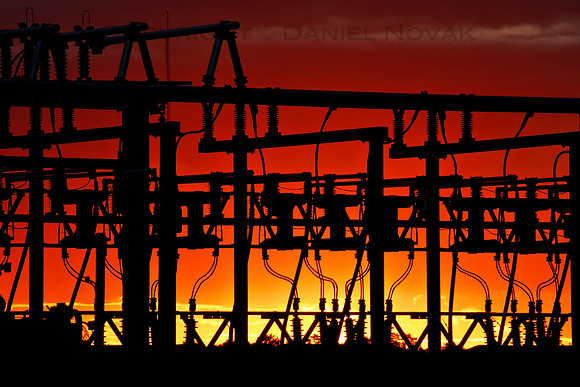 Wind Mill Power Substation at Sunset, Western New York