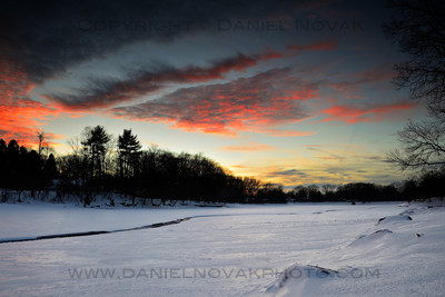 Sunset Fire over Frozen Green Lake, Winter Dozen, Orchard Park, NY.
