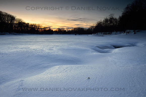 Green Lake Frozen Over, Winter in Yates Park, Orchard Park, New York (NY).