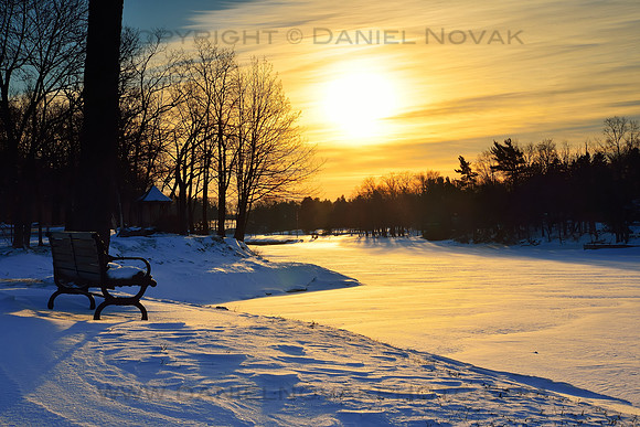 Quiet Sunrise at Green Lake, Yates Park in Winter, Orchard Park - Buffalo, New York (NY).