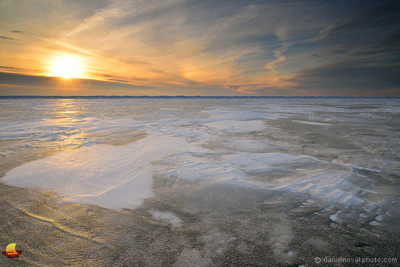 Painted Sky over Frozen Lake Erie, Buffalo's Outer Harbor in Winter