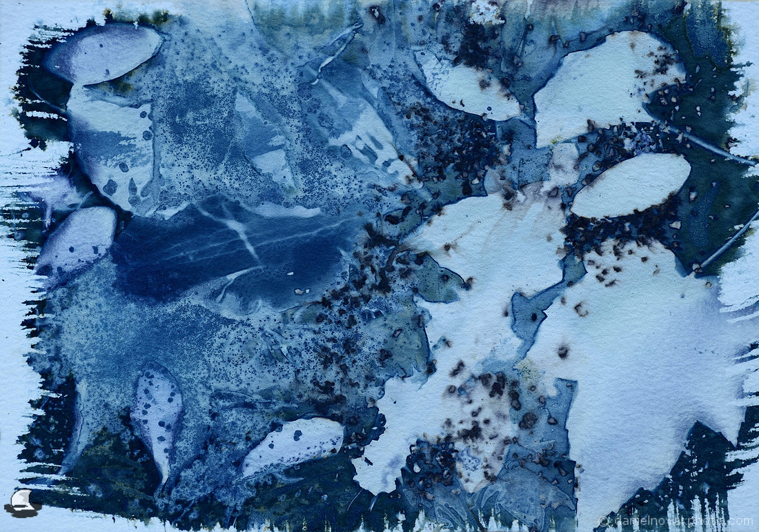 Leaves 2, Wet Cyanotype Photogram, Batch 26, From the Garden