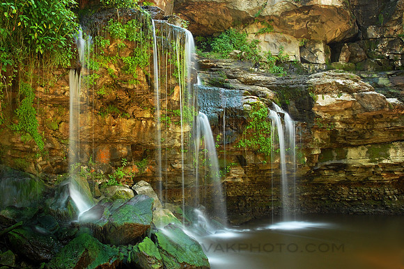 Lower Akron Falls, New York (NY) in summer frequently reduced to a trickle that can be magical.
