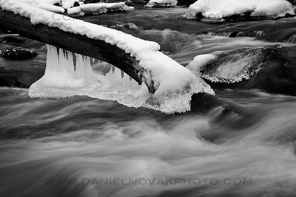 Winter's Art on Murder Creek, Akron Falls Park near Buffalo, New York (NY).