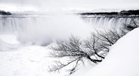 Horseshoe Falls in White, Winter at Niagara Falls, Southern Ontario, Canada.